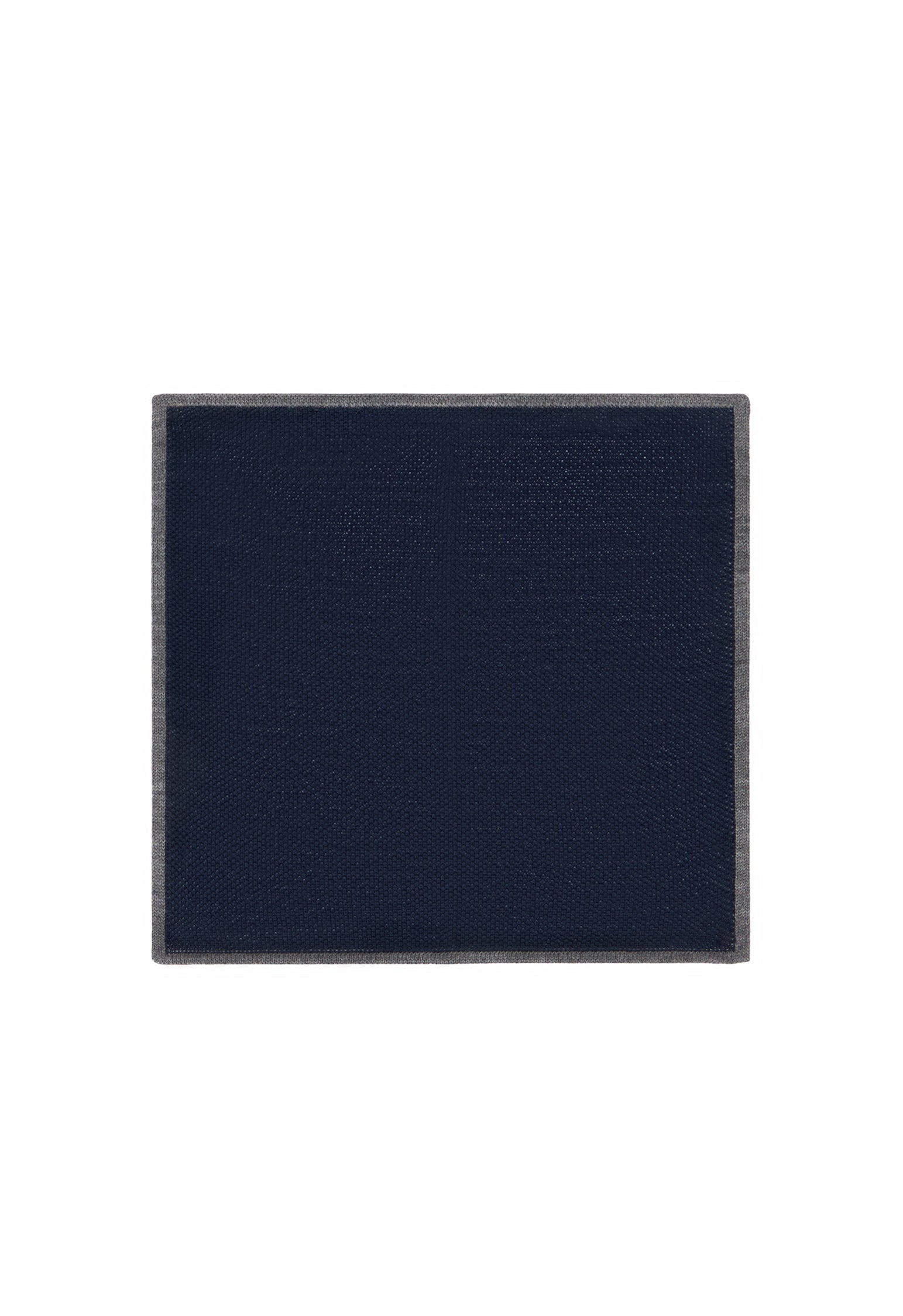 Pochette in seta blu con bordino a contrasto