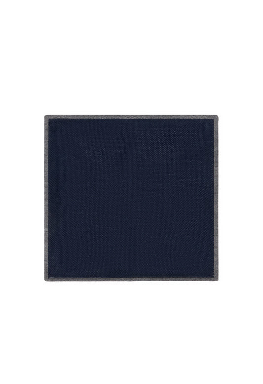 Blue Silk pocket square with contrasting piping