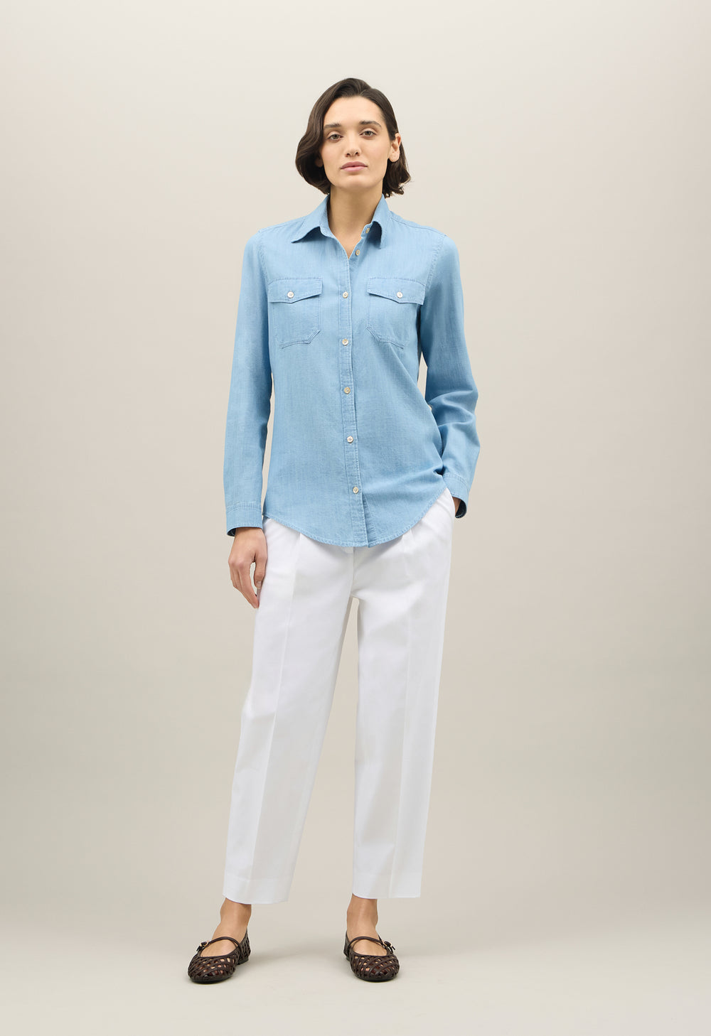 Camicia western in denim blu chiaro