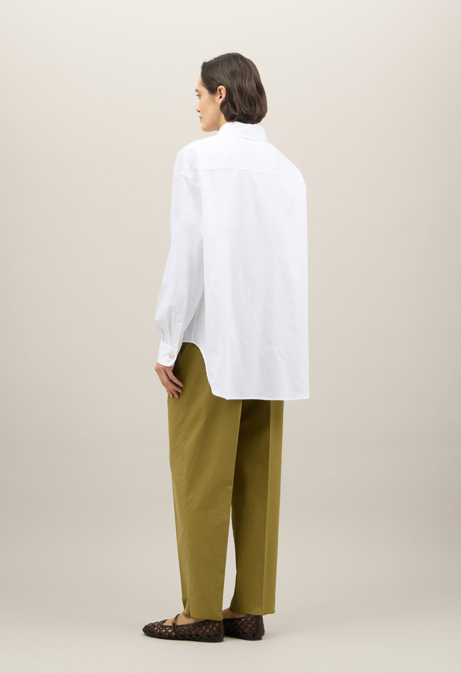 Camicia over in cotone popeline bianca