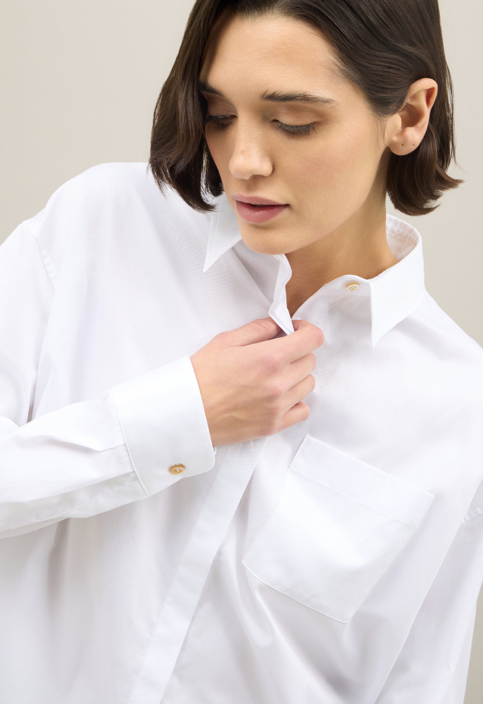 Camicia over in cotone popeline bianca