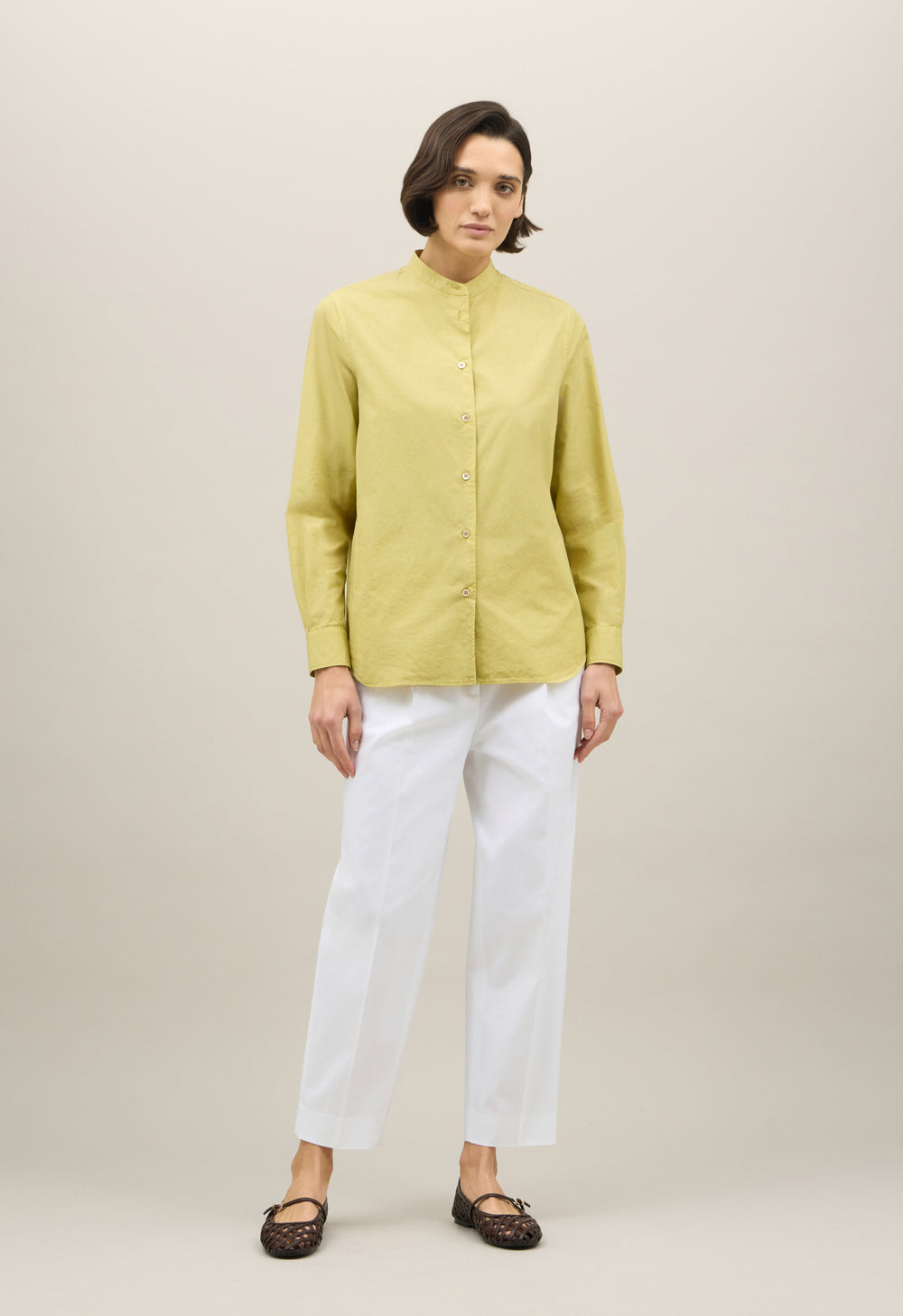 Green Cotton Popeline Guru Shirt
