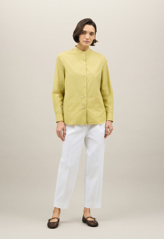 Green Cotton Popeline Guru Shirt