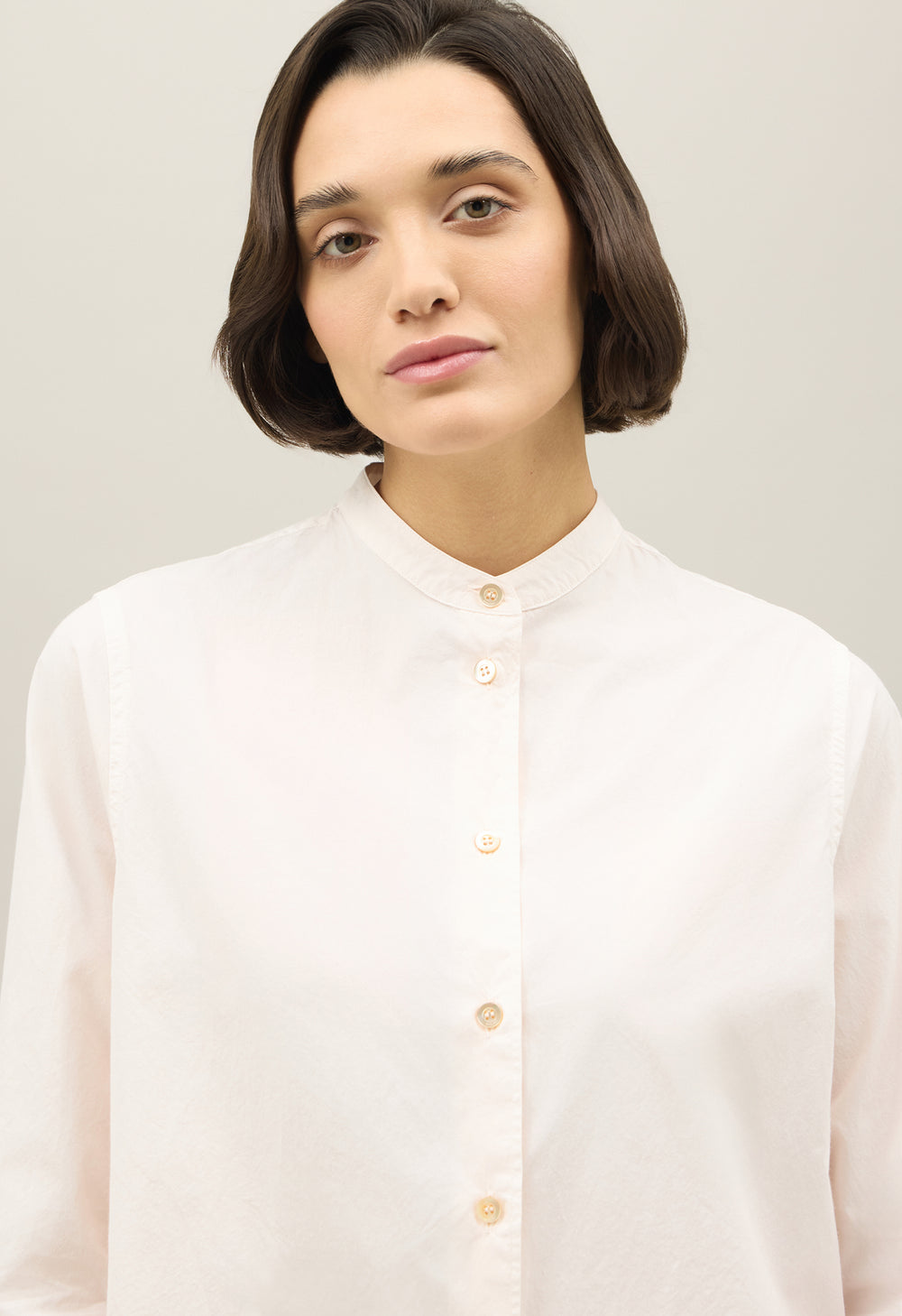 Rosafarbenes Guru-Hemd aus Baumwollpopeline