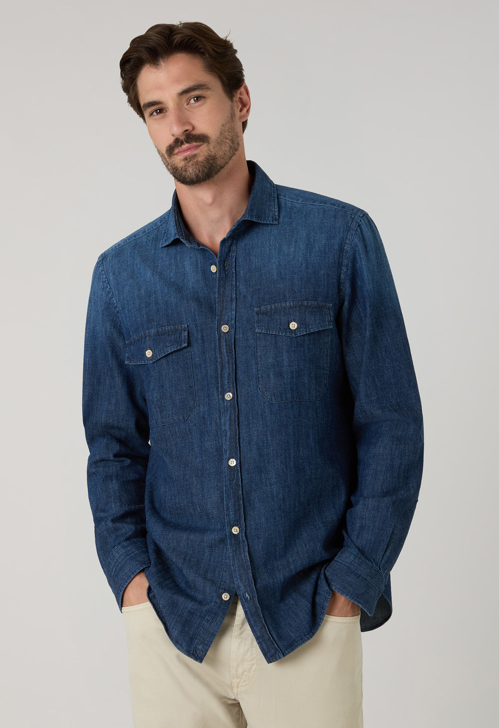 Dark Blue Denim Western Shirt