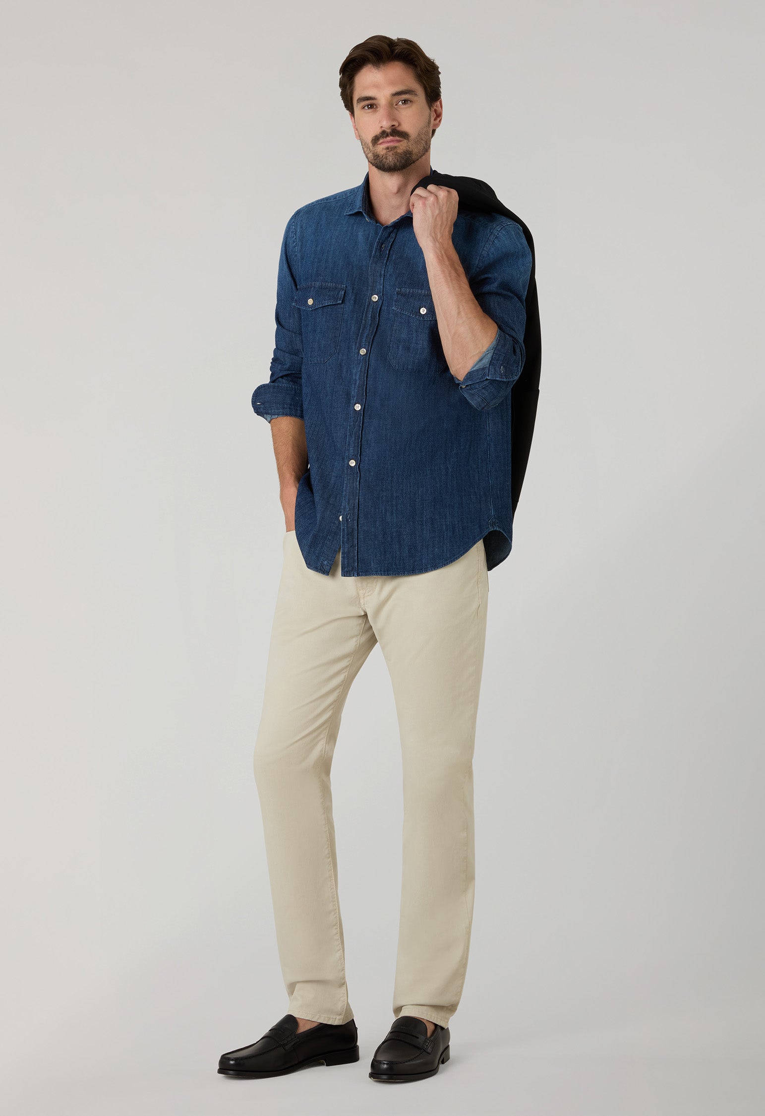 Dark Blue Denim Western Shirt