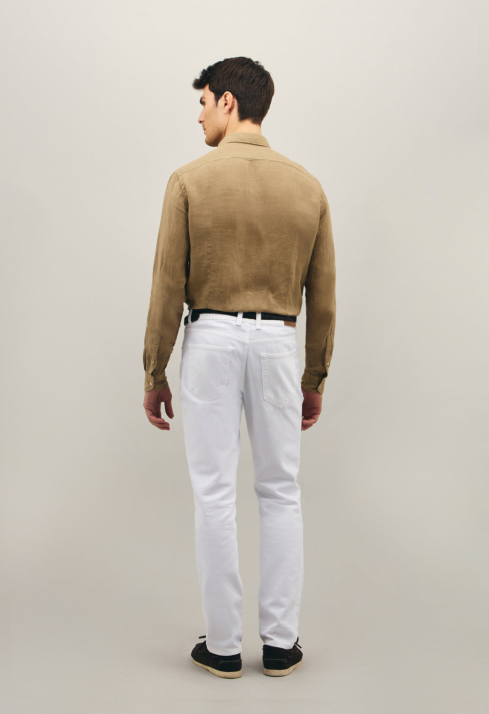 Dark Beige Linen Western Shirt