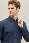 Blue Garment-dyed poplin Shirt