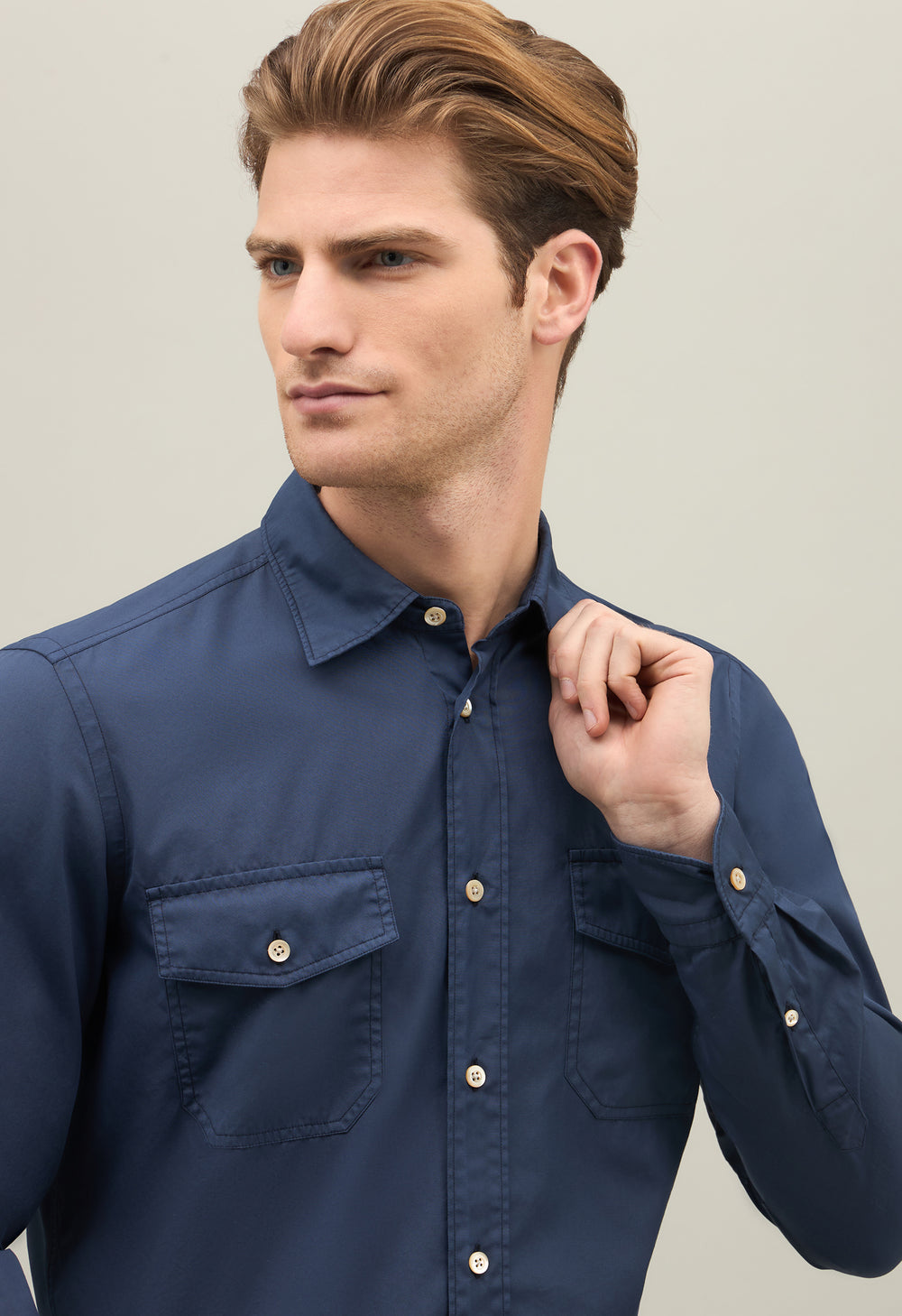 Blue Garment-dyed poplin Shirt