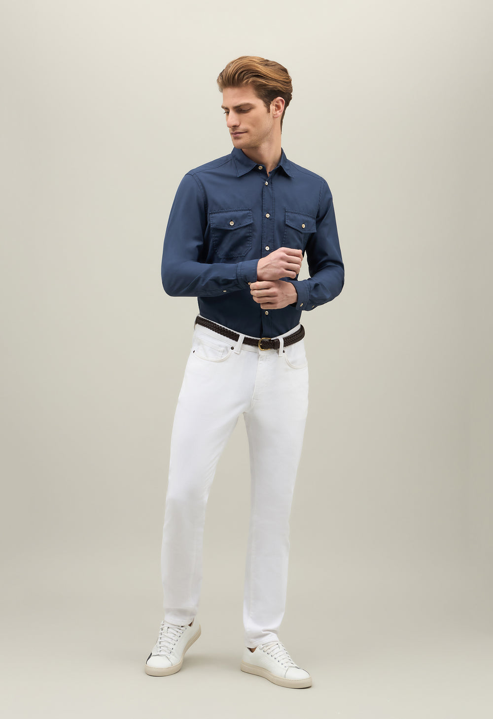 Blue Garment-dyed poplin Shirt