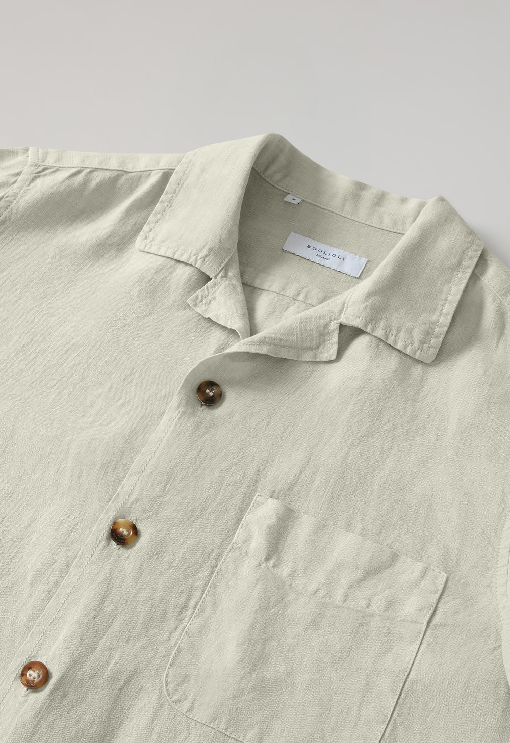 Beiges stückgefärbtes Painter-Overshirt aus Leinen