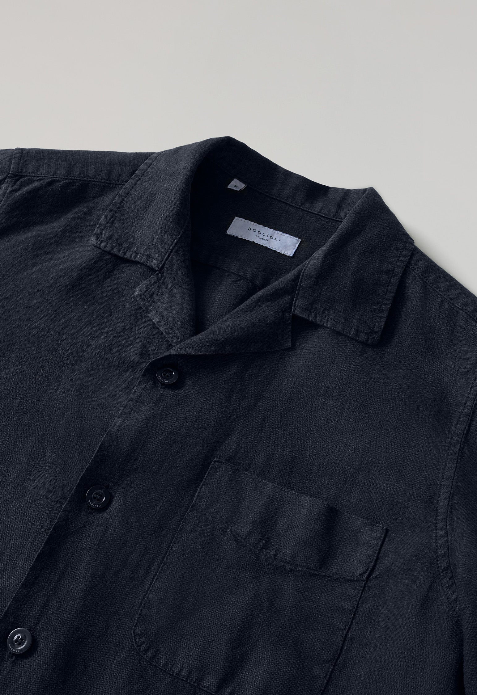 Blue Garment Dyed Linen Painter Overshirt