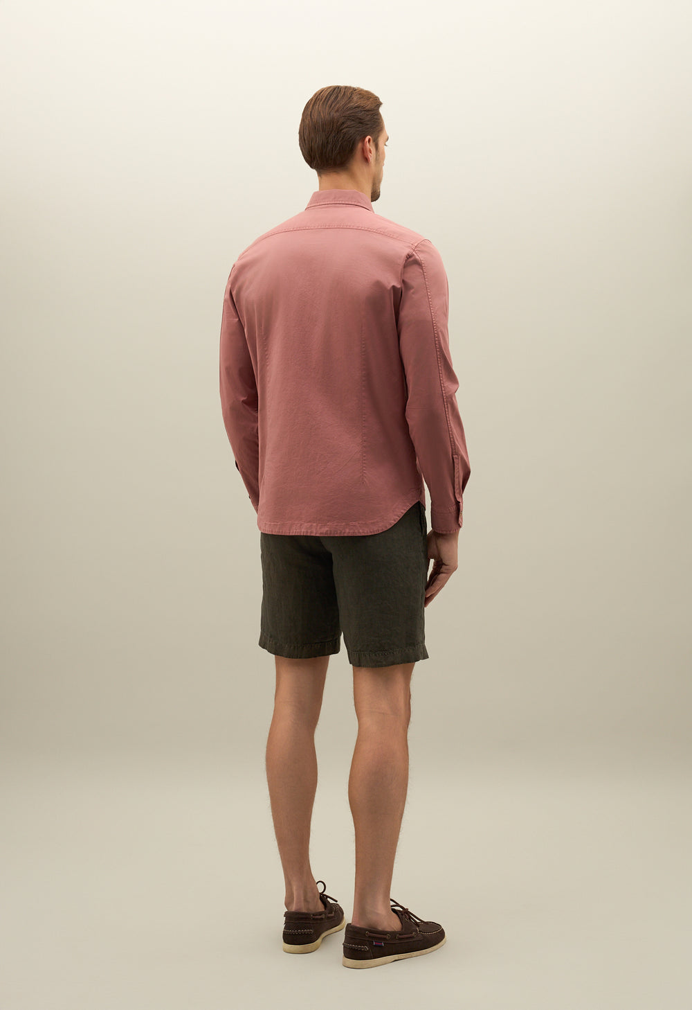 Rosafarbenes Stückgefärbtes Overshirt aus Baumwolle