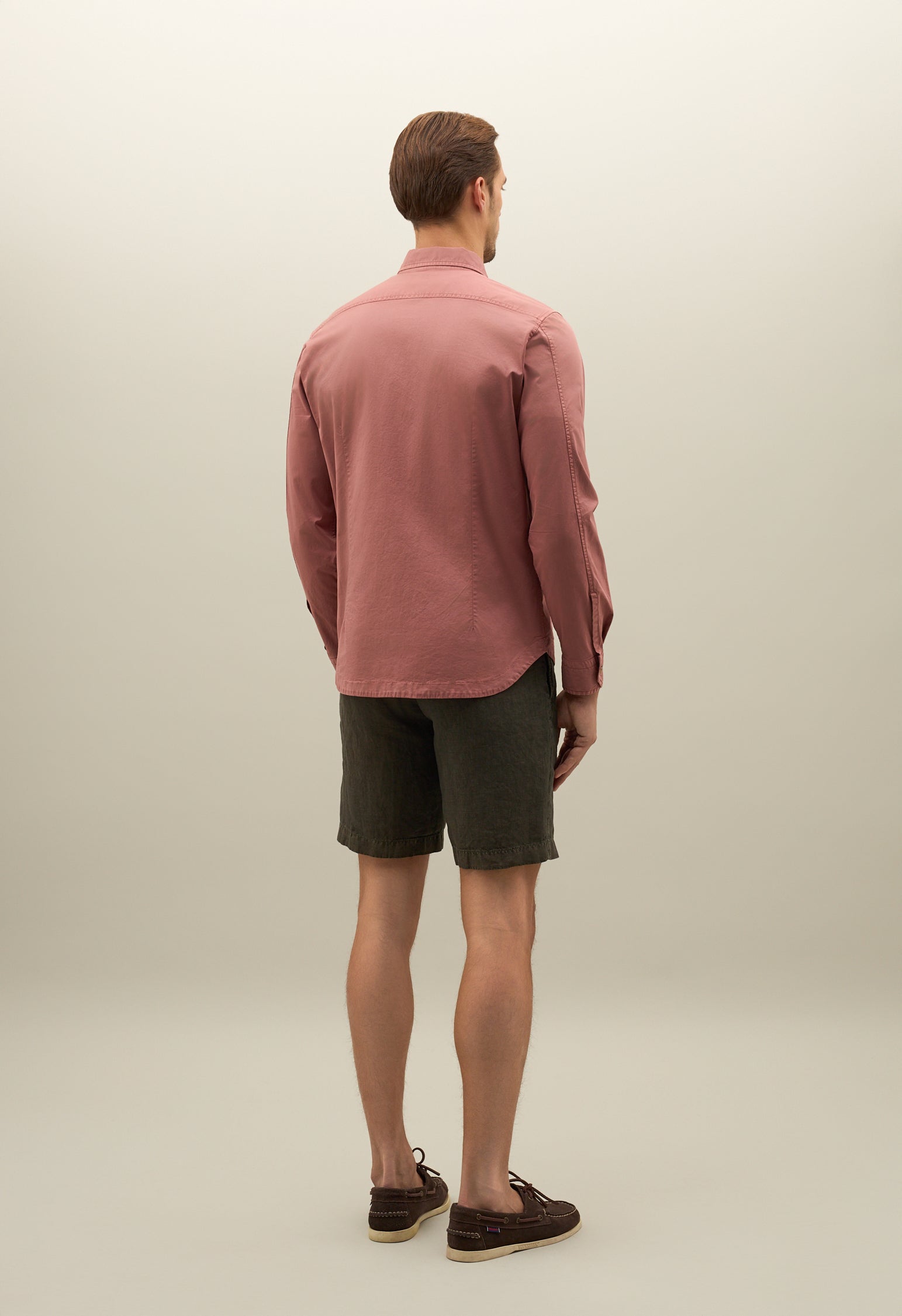 Rosafarbenes Stückgefärbtes Overshirt aus Baumwolle