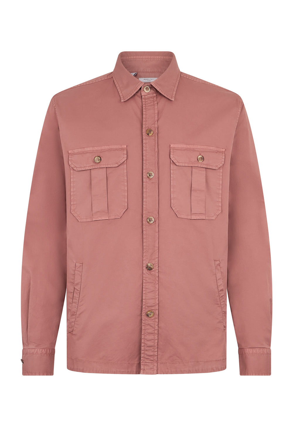 Rosafarbenes Stückgefärbtes Overshirt aus Baumwolle