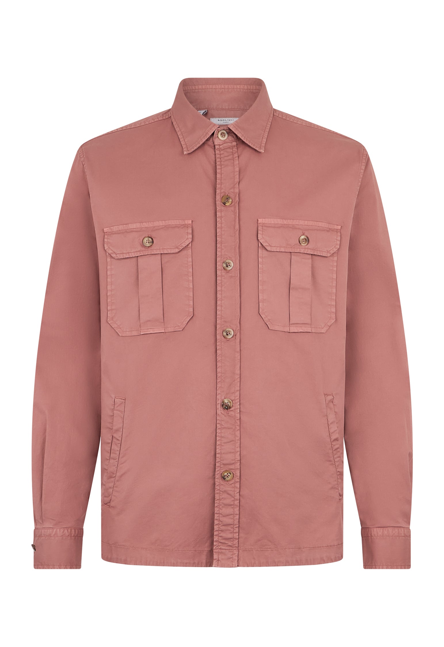 Rosafarbenes Stückgefärbtes Overshirt aus Baumwolle