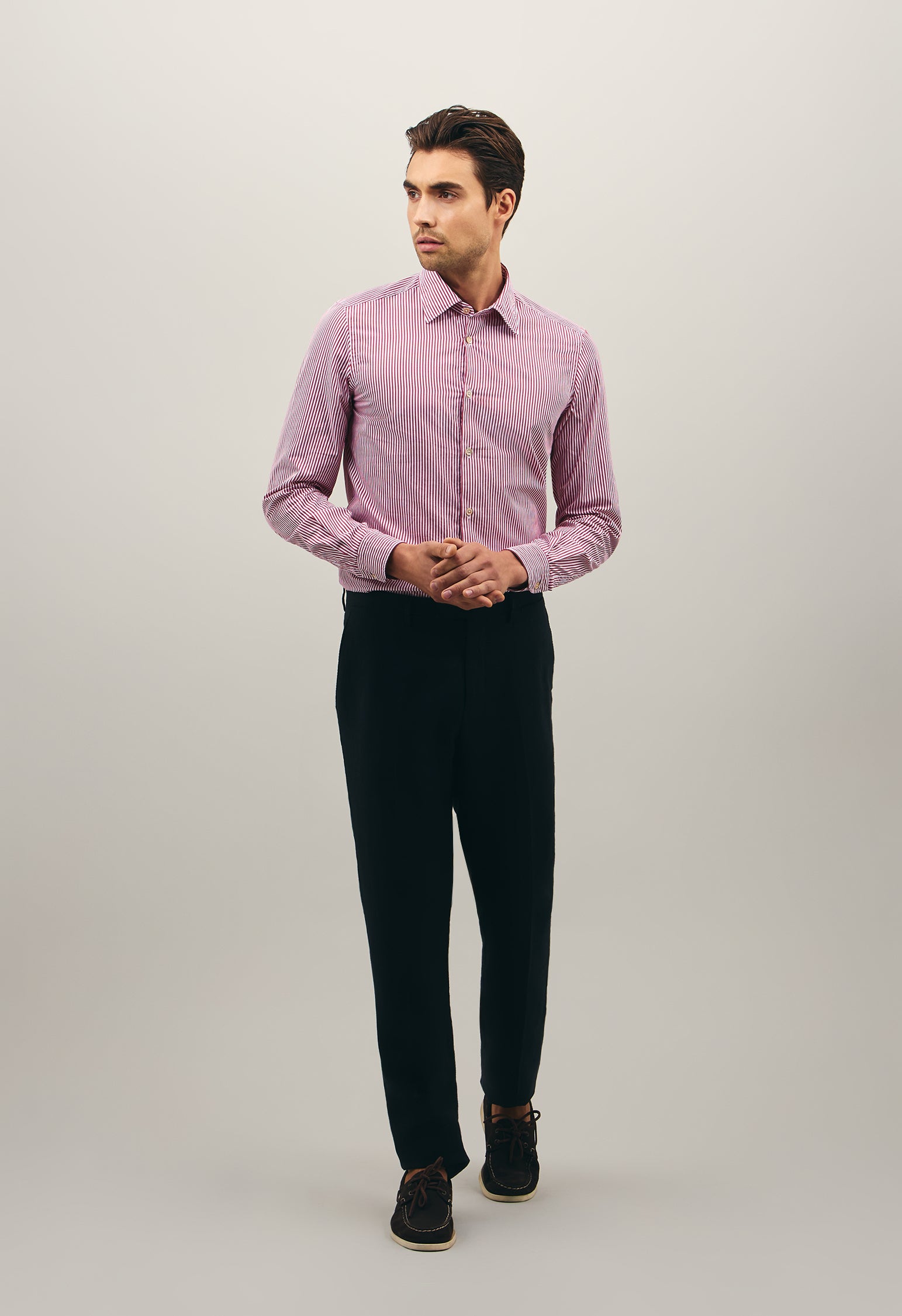 Camicia a righe in popeline rosso