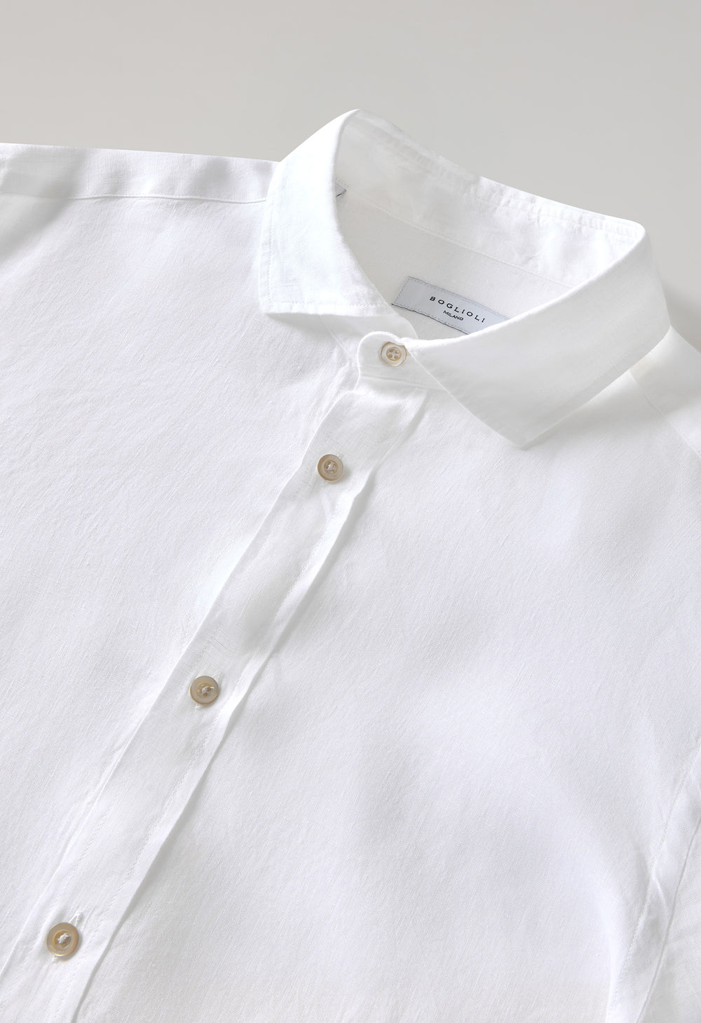 White Garment Dyed Linen Tailored Shirt
