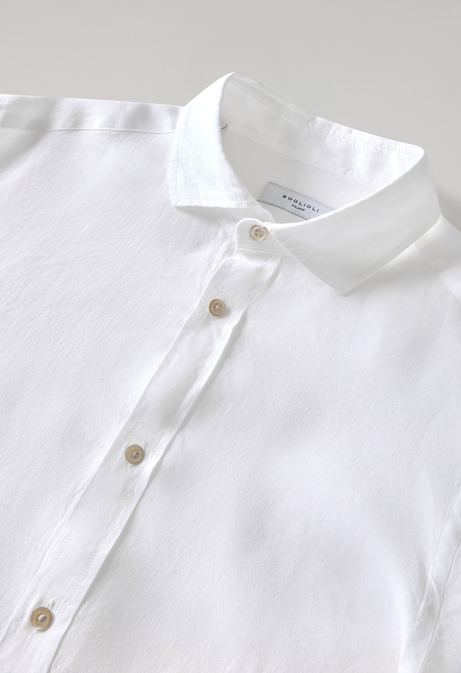 White Garment Dyed Linen Tailored Shirt