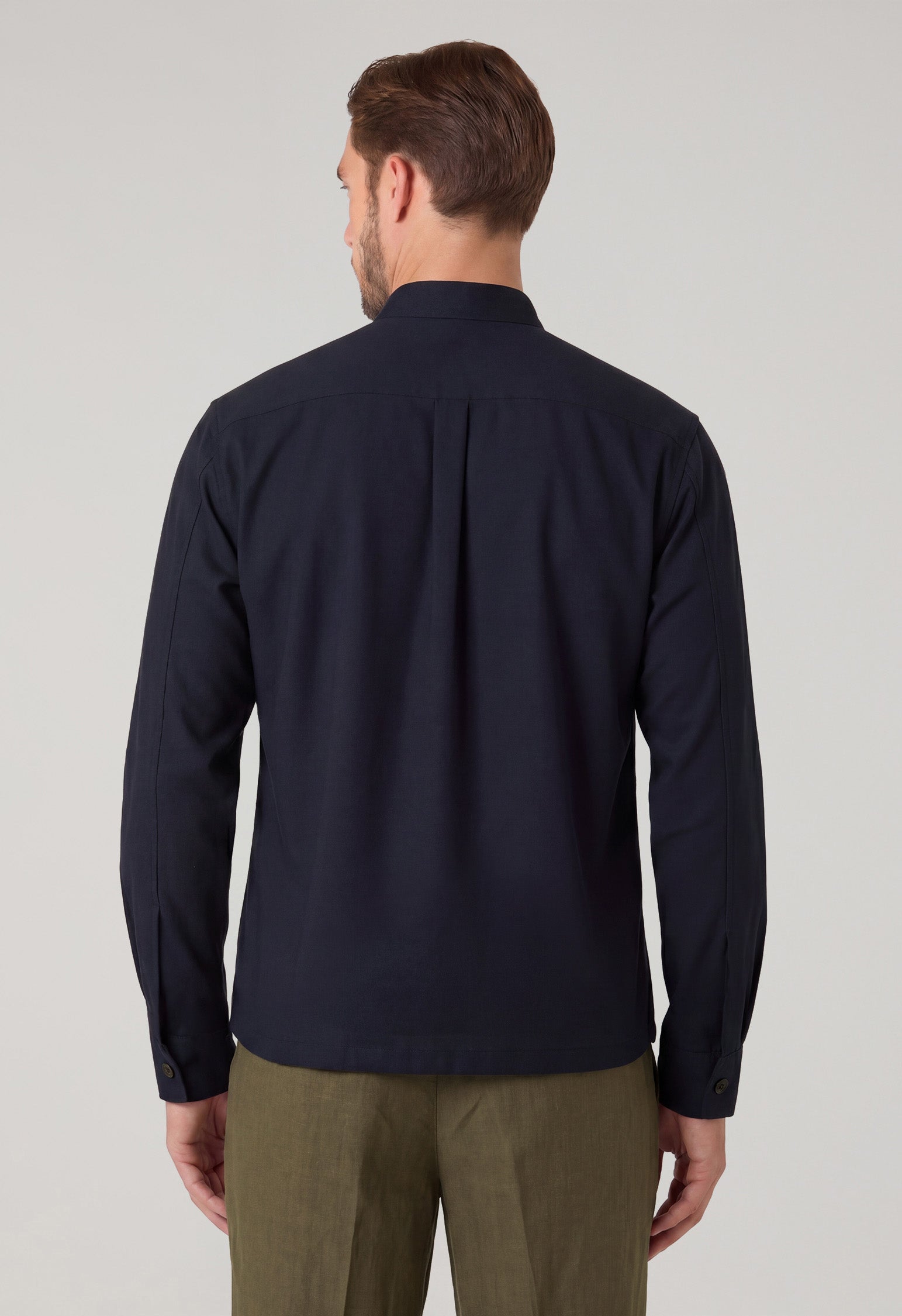 Overshirt in canvas di lana blu