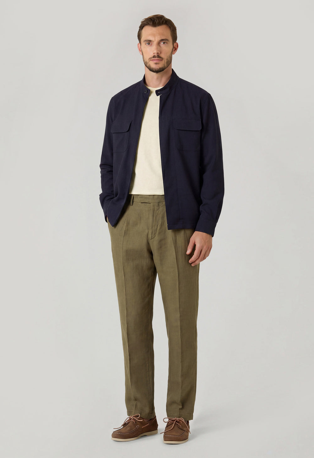 Blue Wool Canvas Overshirt