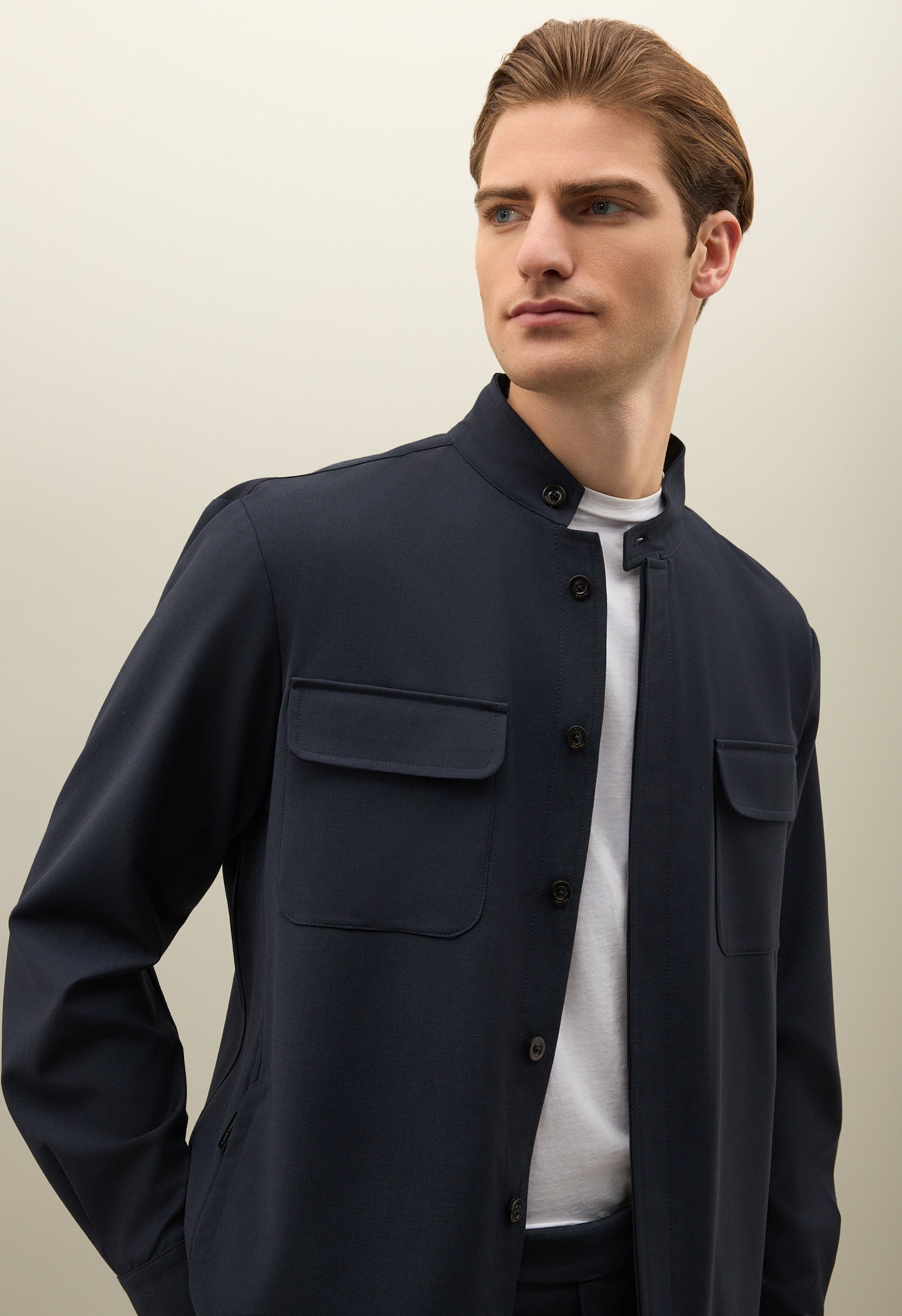 Blue Stretch Wool Canva Guru Overshirt
