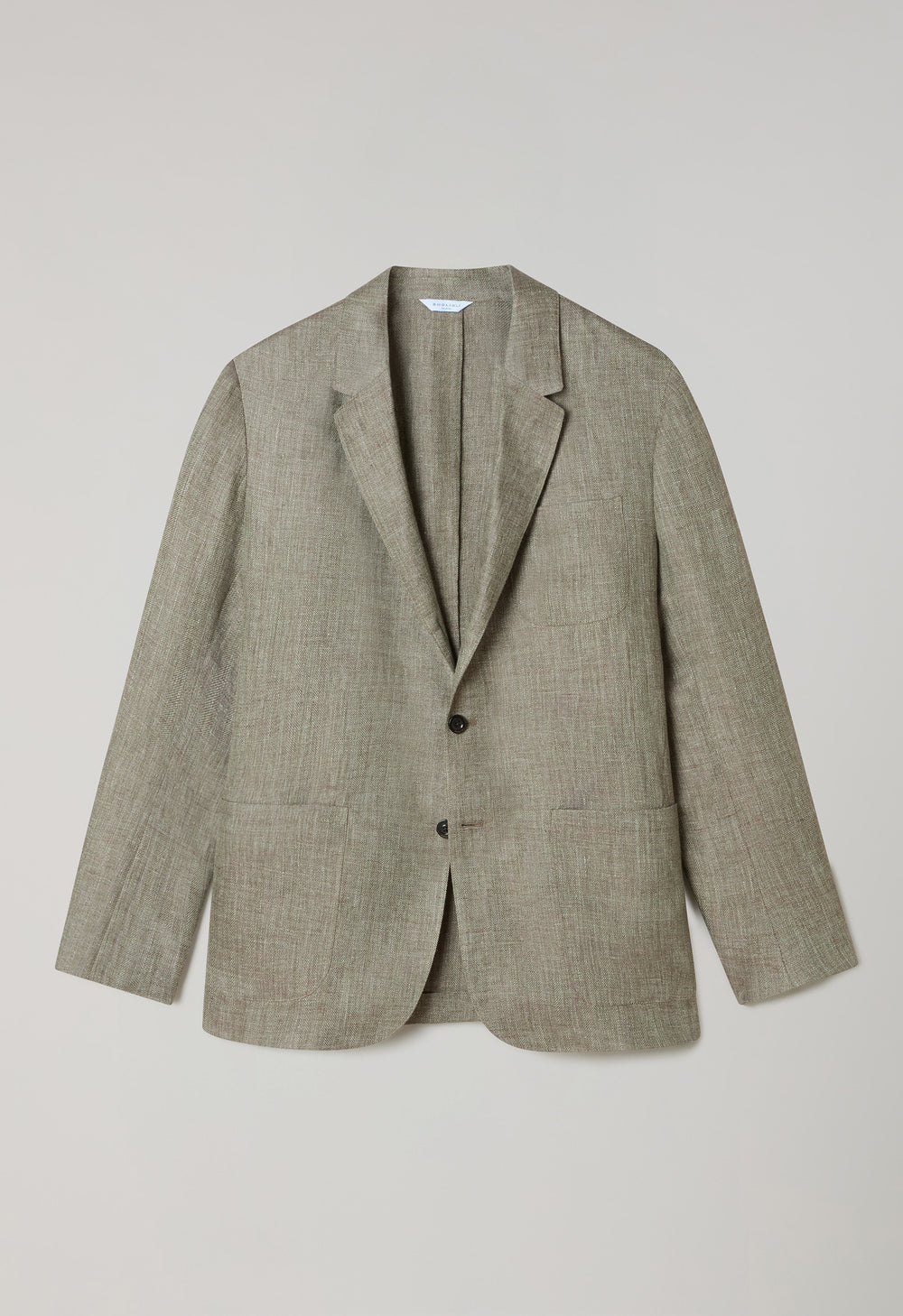 Giacca Khaki in lino a spina di pesce verde chiaro