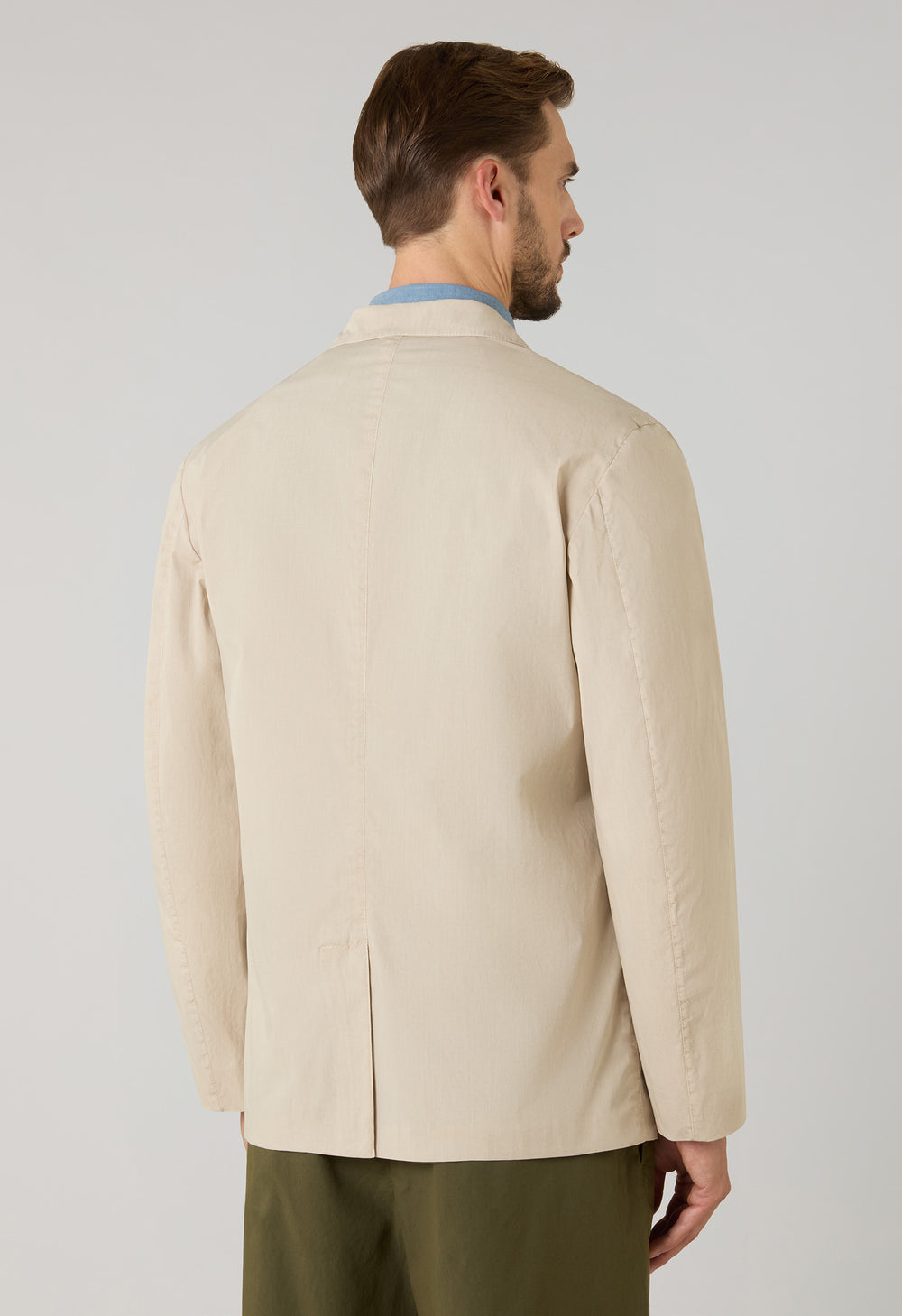 Giacca Khaki in popeline tinto in capo beige