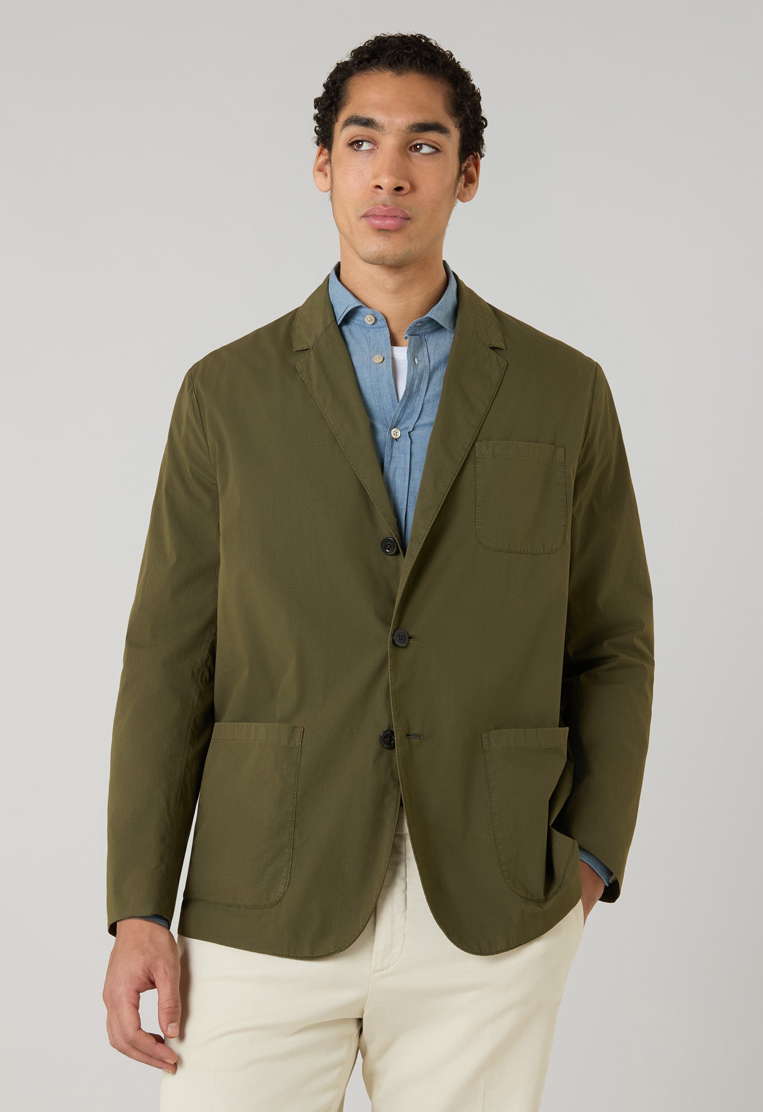 Giacca Khaki in popeline tinto in capo verde