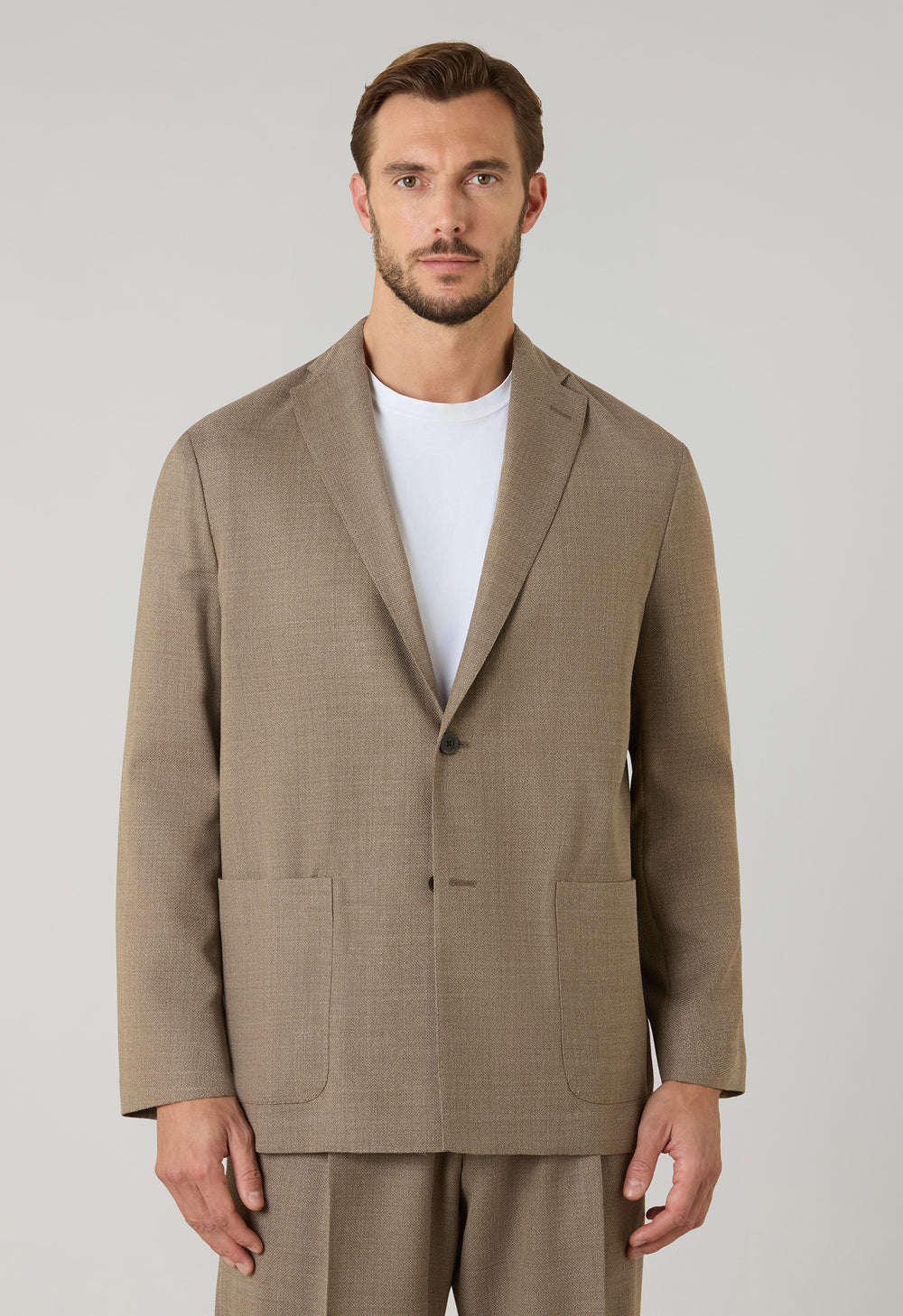 Beige Light Wool Honeycomb Fluid Suits