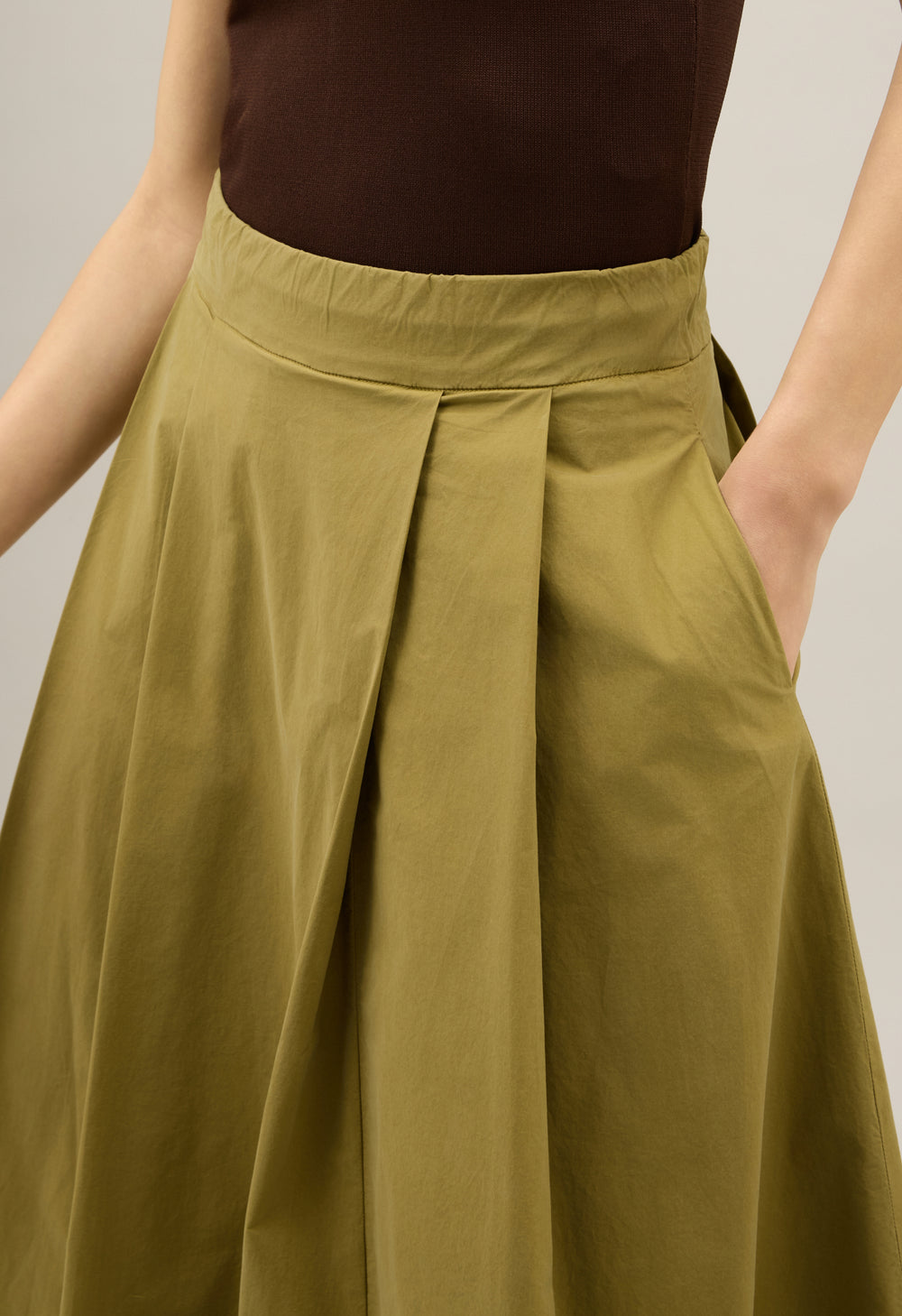 Green Light Popeline pleated Skirt