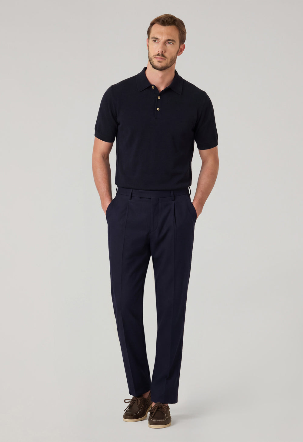 Blue Wool Canvas Trousers