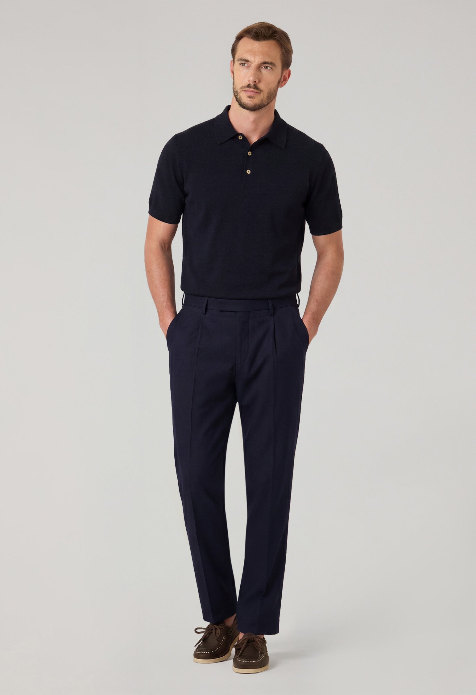 Blue Wool Canvas Trousers