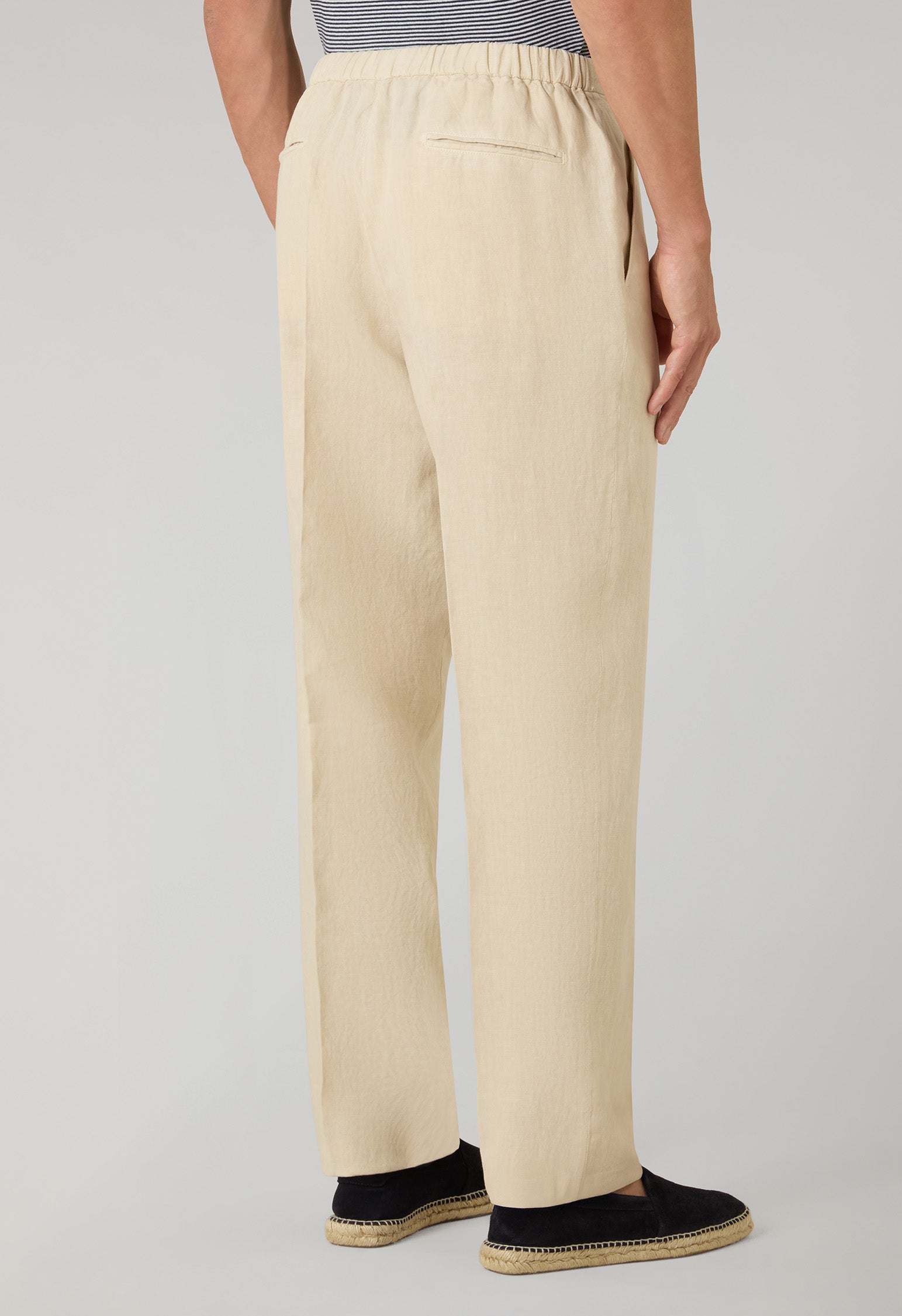 Joggers in lino tinto in capo beige