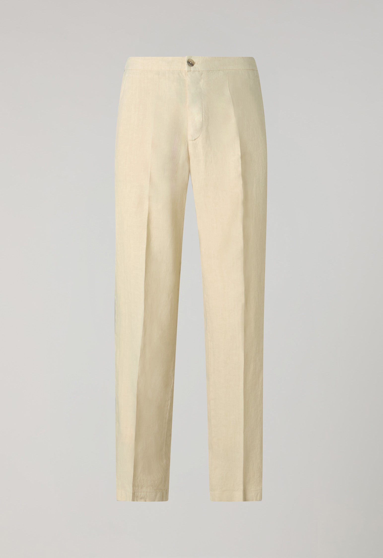 Beige Garment Dyed Linen Joggers