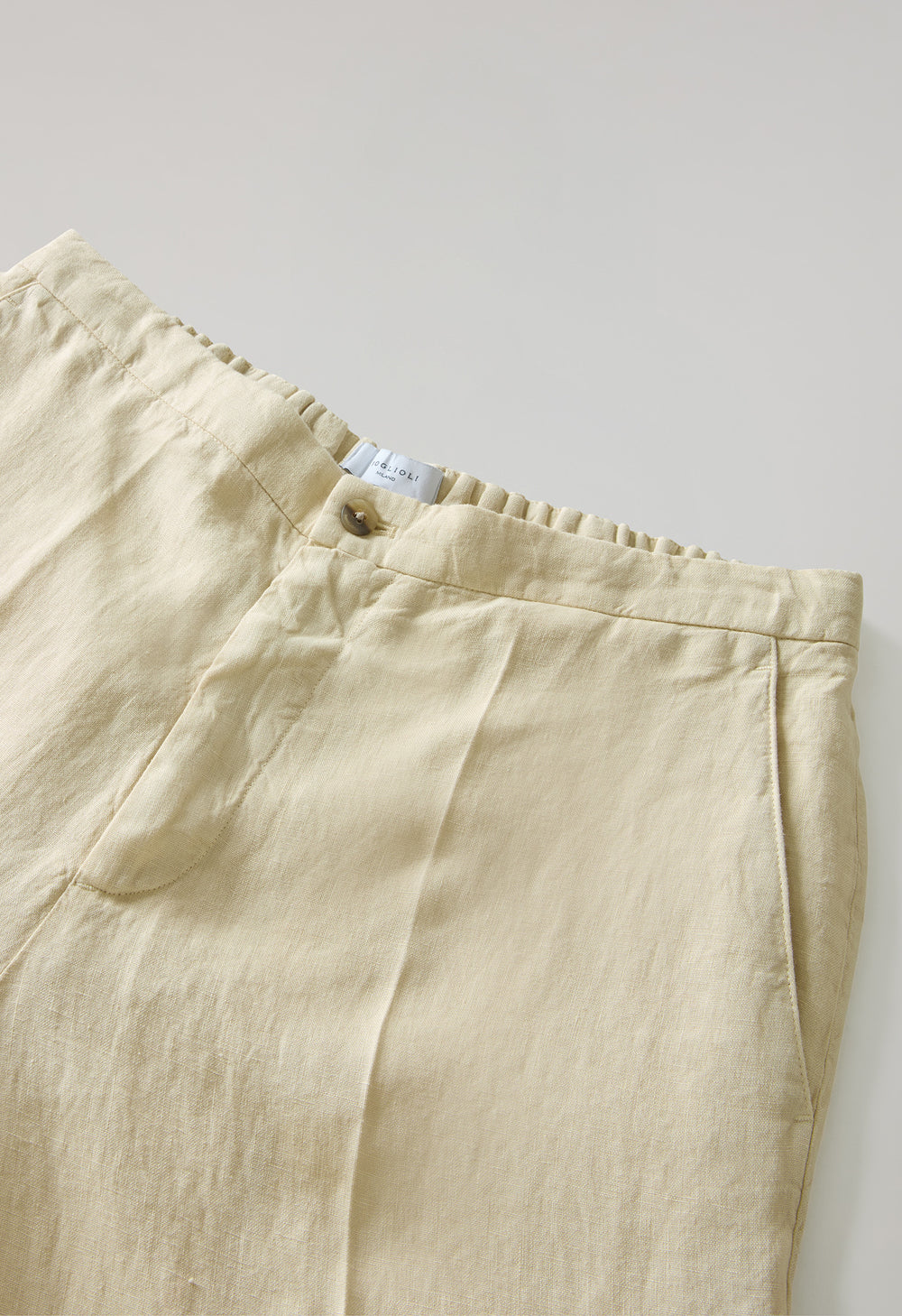 Beige Garment Dyed Linen Joggers