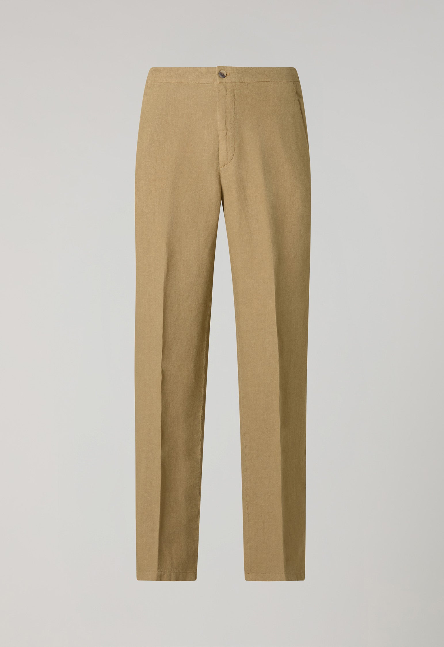 Joggers in lino tinto in capo cammello