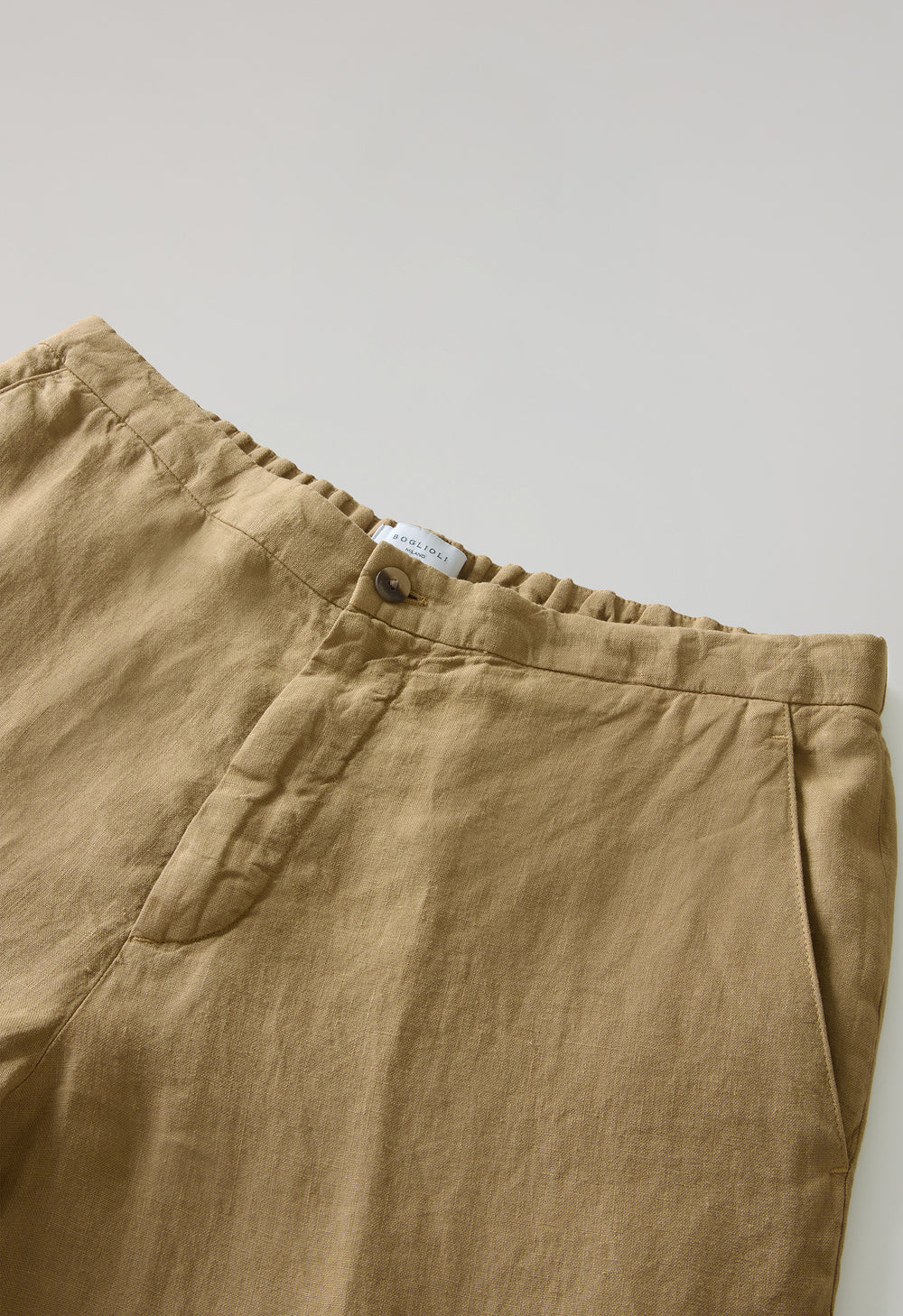 Joggers in lino tinto in capo cammello