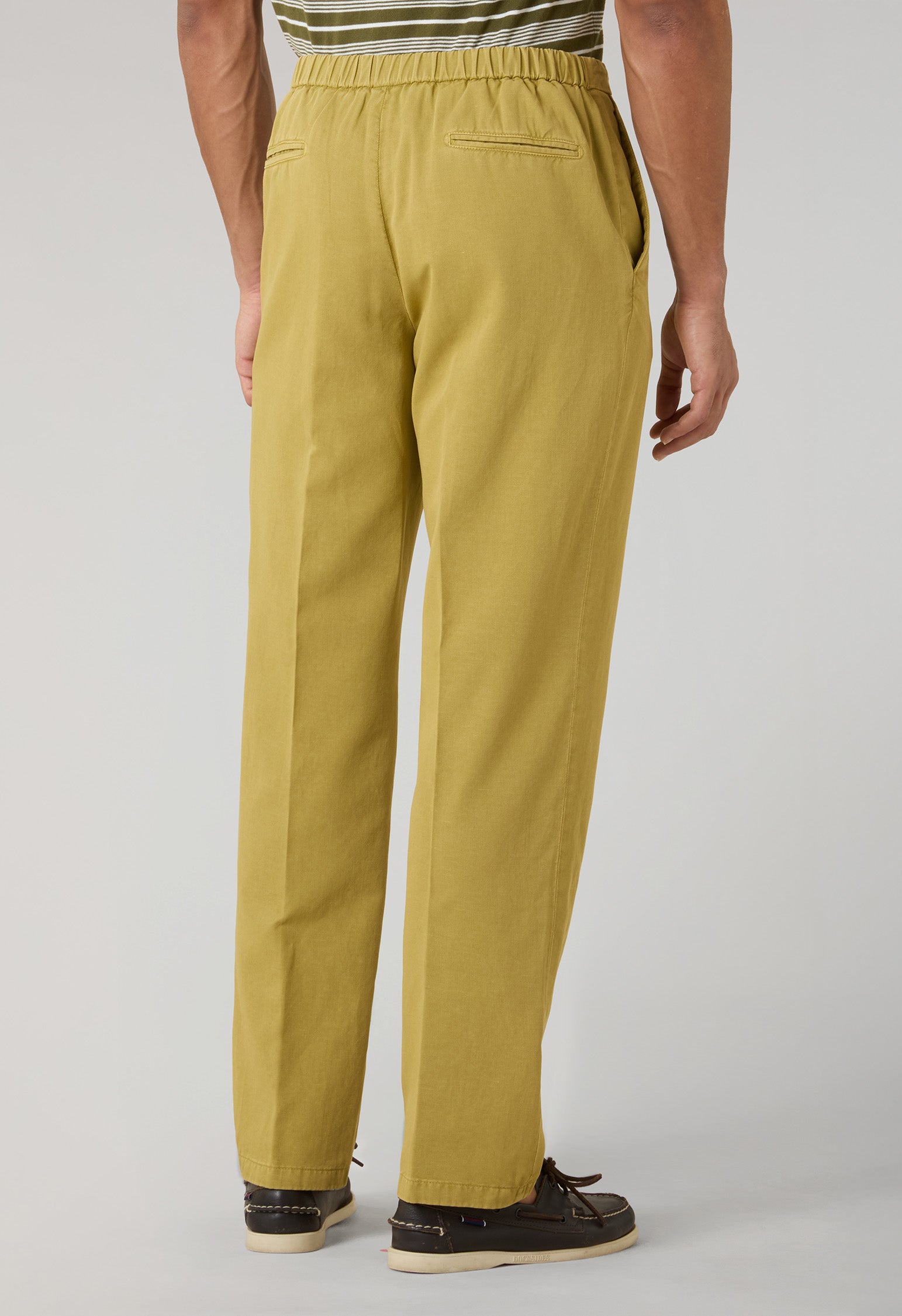 Joggers in gabardina di cotone e lino tinto in capo khaki chiaro