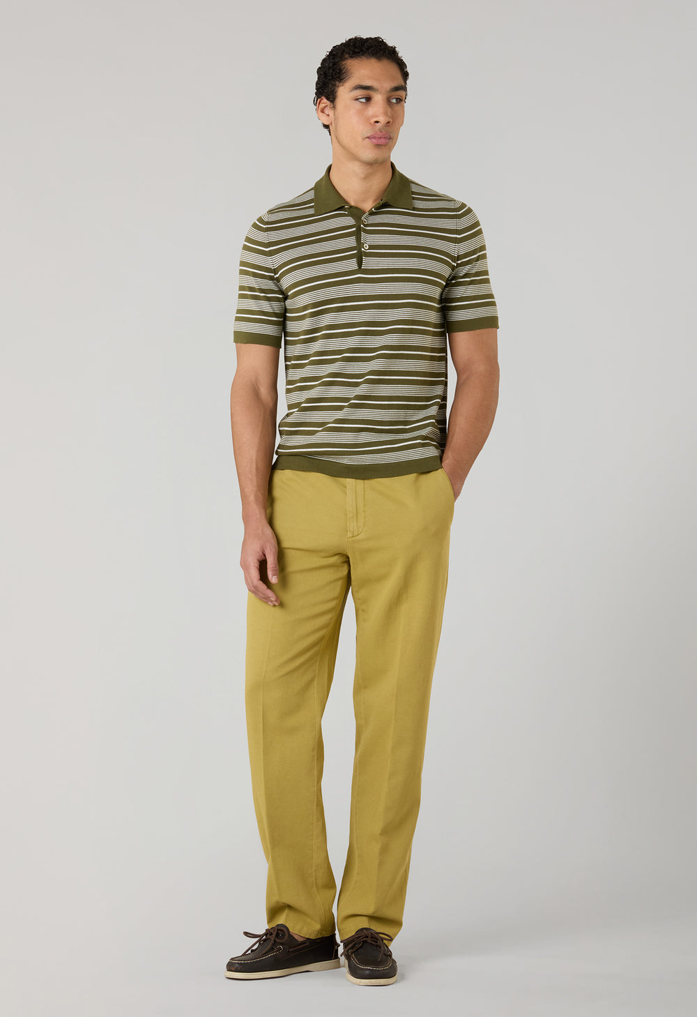 Joggers in gabardina di cotone e lino tinto in capo khaki chiaro