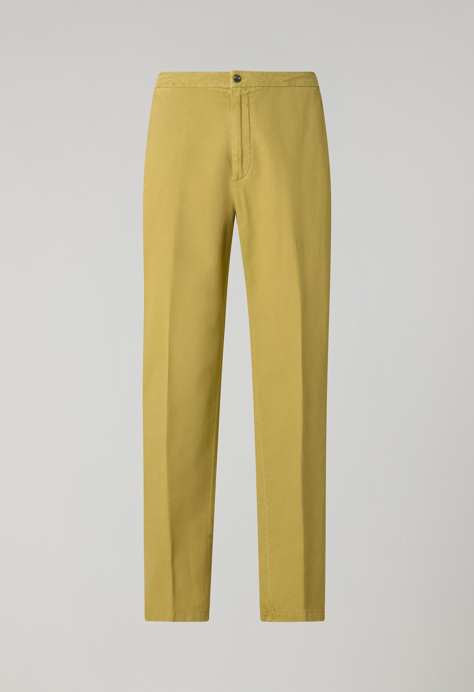Joggers in gabardina di cotone e lino tinto in capo khaki chiaro