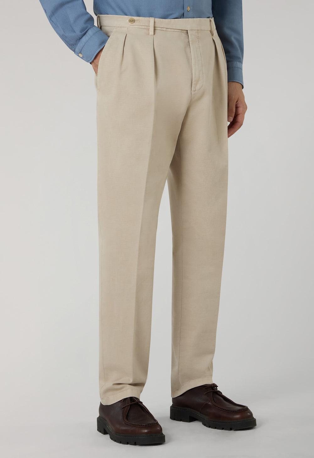 Pantalone Roma in cotone soft tinto in capo bianco