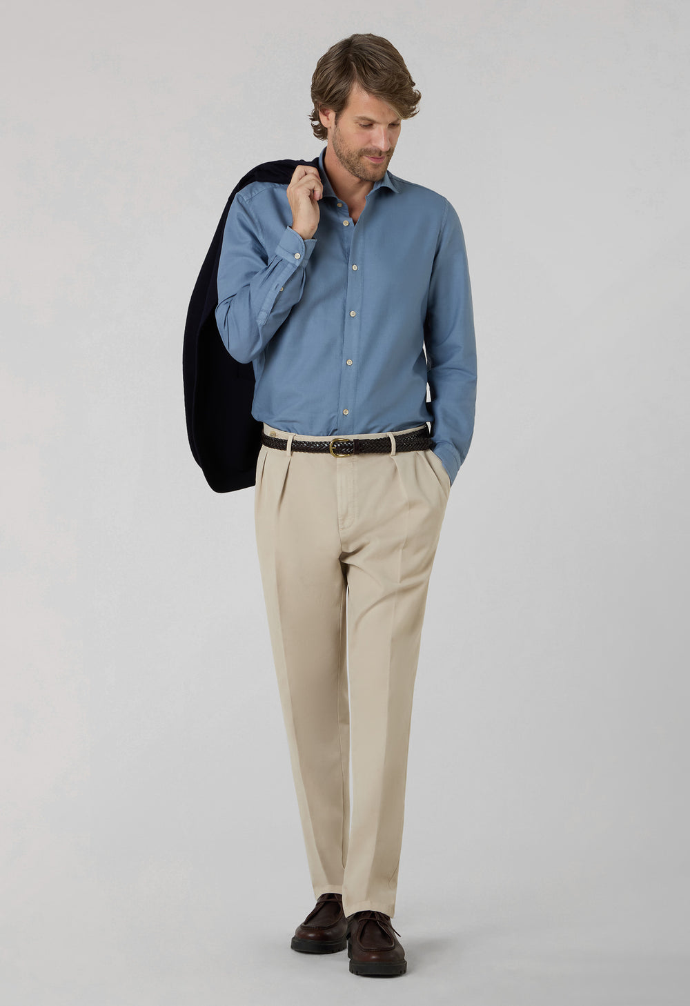 Pantalone Roma in cotone soft tinto in capo bianco