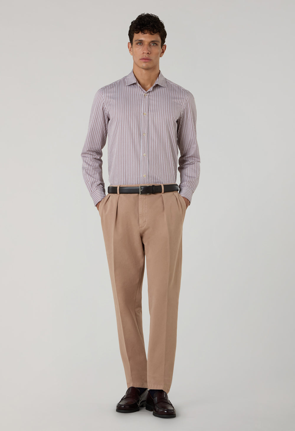 Beige Garment Dyed Soft Cotton Roma Trousers