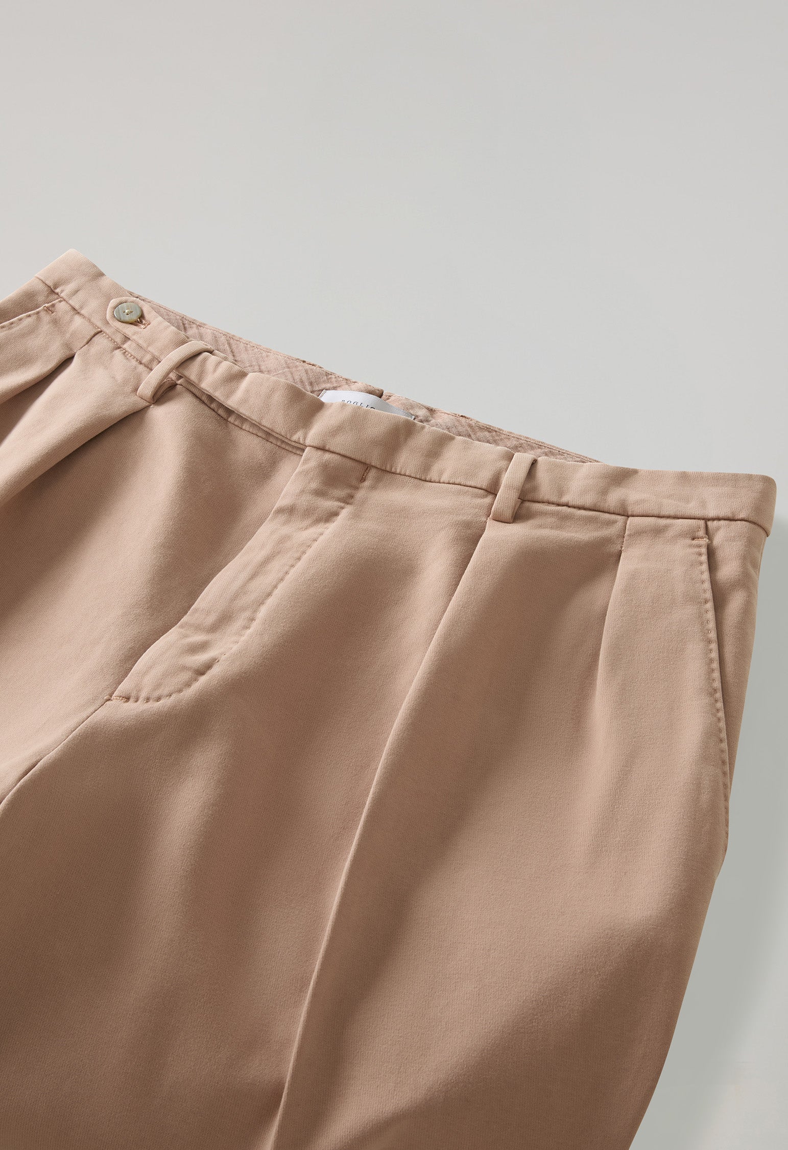 Beige Garment Dyed Soft Cotton Roma Trousers