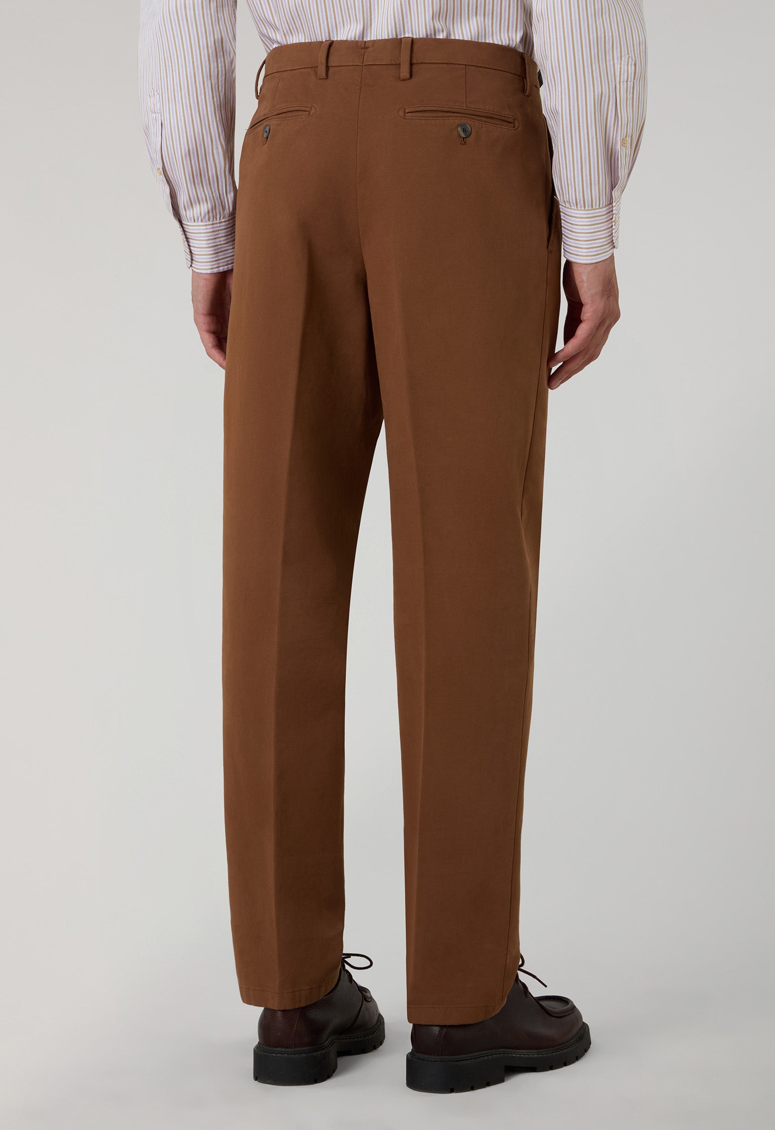Pantalone Roma in cotone soft tinto in capo marrone
