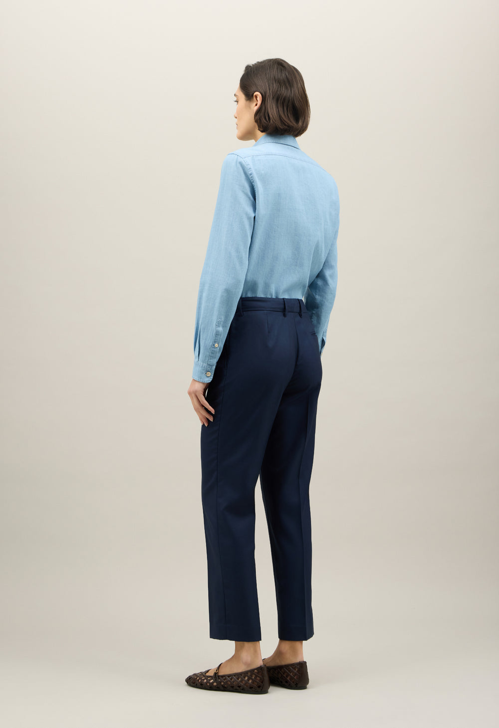 Blu Wool twill straight Trousers