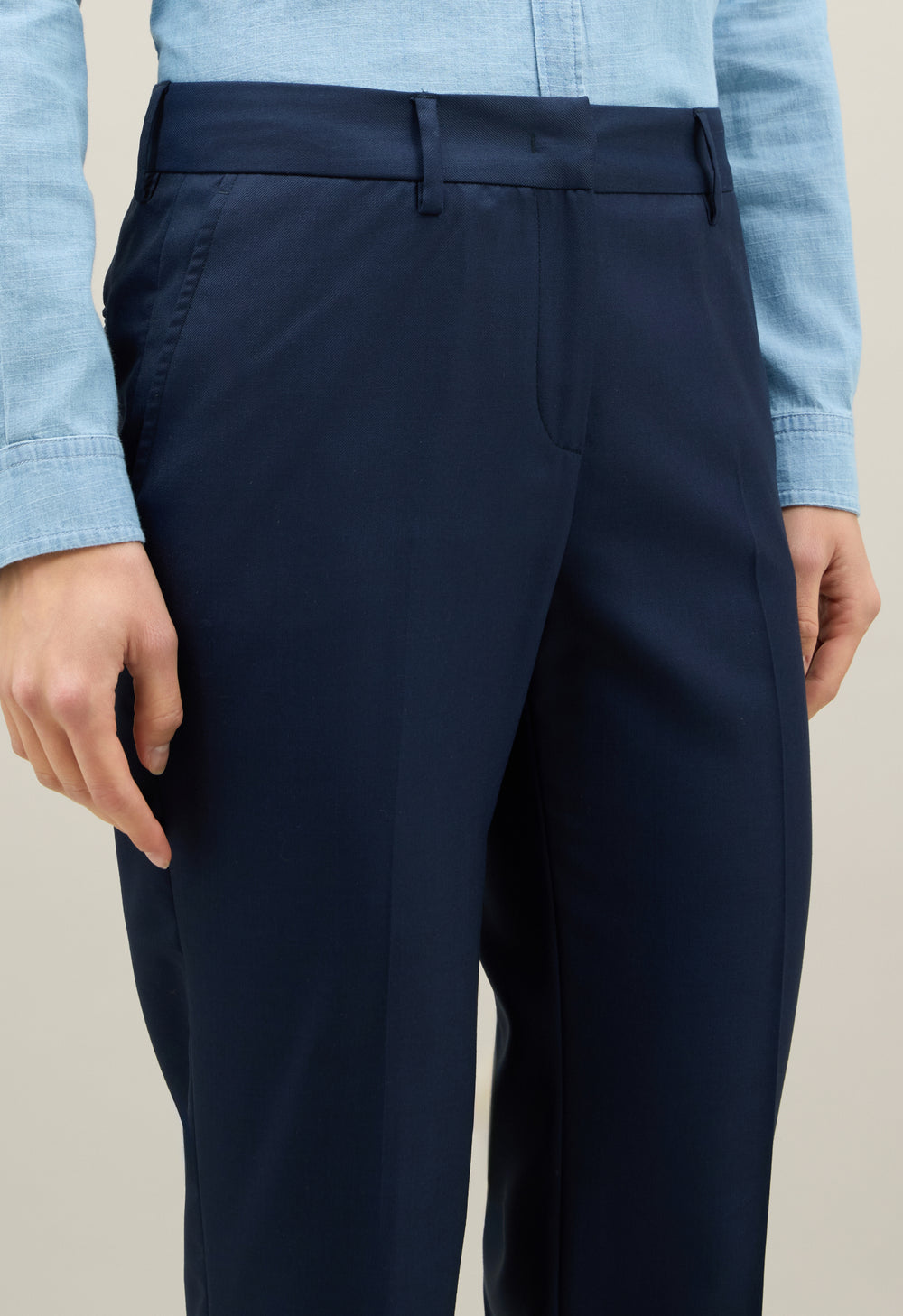 Blu Wool twill straight Trousers