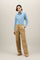 Dunkelbeige Palazzo-Hose aus Leinen-Tencel-Satin