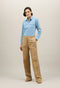Dunkelbeige Palazzo-Hose aus Leinen-Tencel-Satin